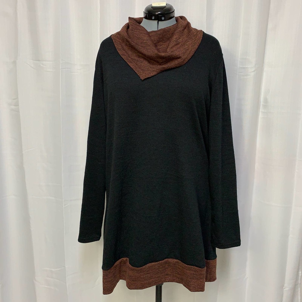 Styleword Handkerchief Cowl Neck Elbow Patch Tunic Top